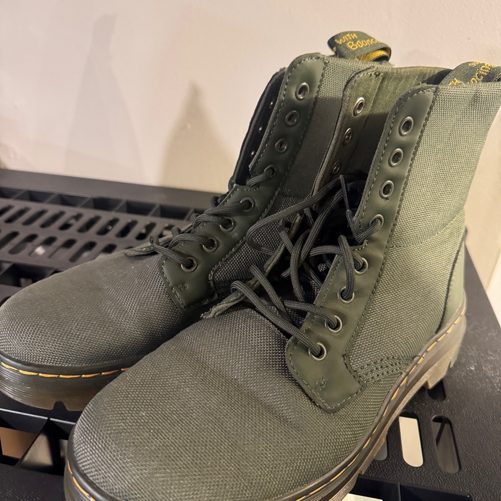 Dr. Martens- Combs Green Canvas Boots
